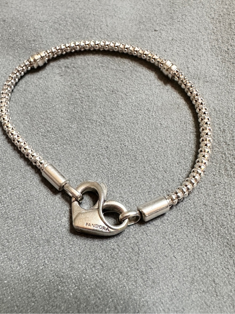 Pandora Silver Heart Clasp studded chain Bracelet